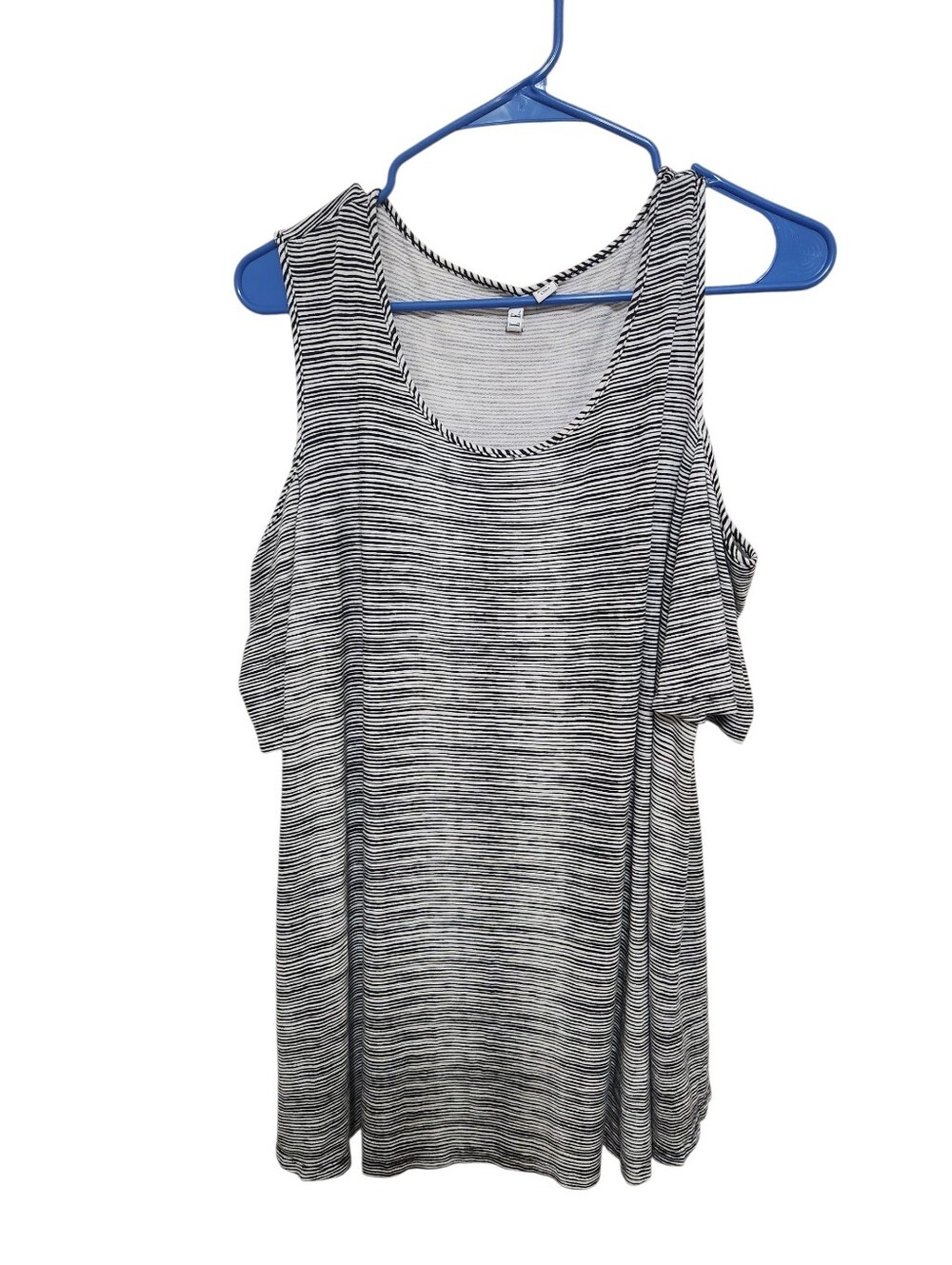 Elle Women's Black & White Striped Cold-Shoulder Tank Top